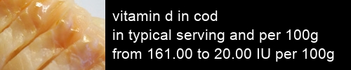 vitamin d in cod information and values per serving and 100g